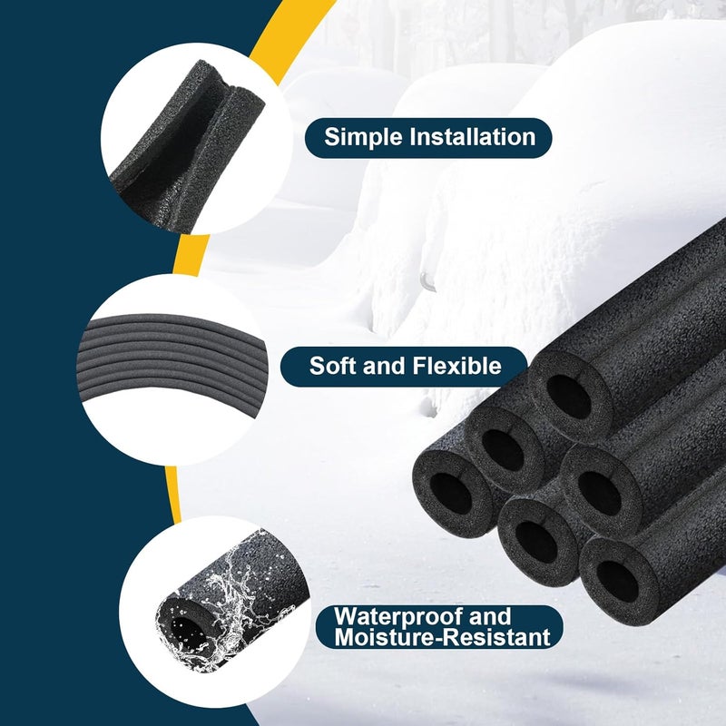 HEATIT Insulating Foam Pipe Covers, Outdoor Water Pipe Insulation Water Pipe Freeze Protection,Foam Tube Suitable for Outdoor and Indoor Water Pipe Pipeline(12 Pcs,3/4inch) - Image 3
